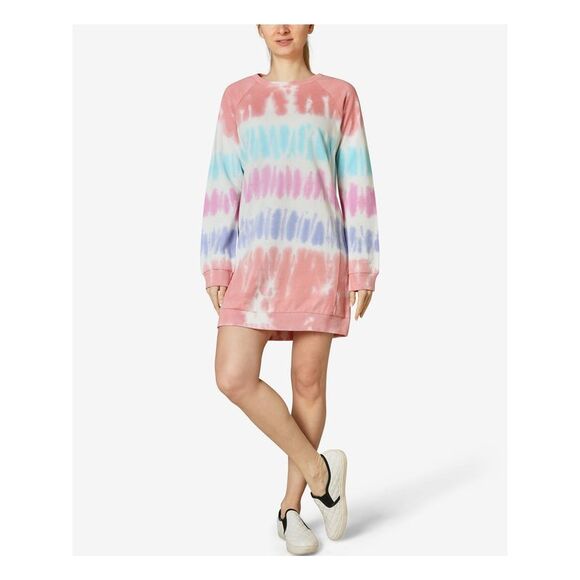 ULTRA FLIRT Womens Red Tie Dye Long Sleeve Short Shift Dress Size: L - Picture 1 of 1